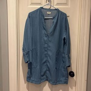 Lou & Grey lyocell & linen blend denim dress with pockets SZ large